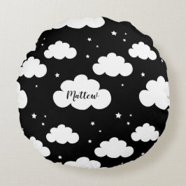 Coussins Ronds Bébé & Enfants - Nuages et étoiles monochromes