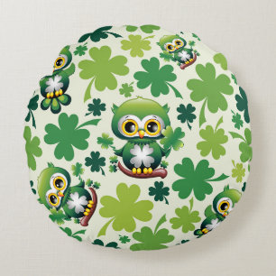 Coussins Ronds Bébé Hibou Mignon St Patrick Dessin Animé