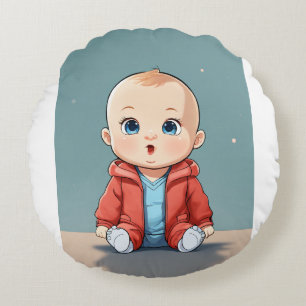 Coussins Ronds Bébé intelligent - Minuscule visage penseur