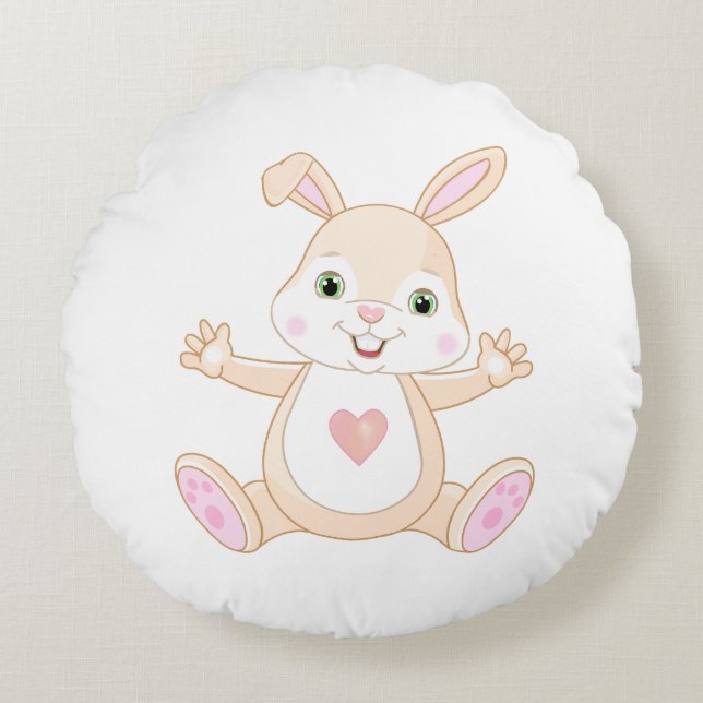 Coussins Ronds Bébé mignon orange sur blanc (Devant)