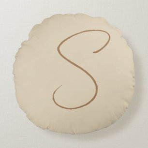 Coussins Ronds Beige Classic manuscrit Monogramme initial