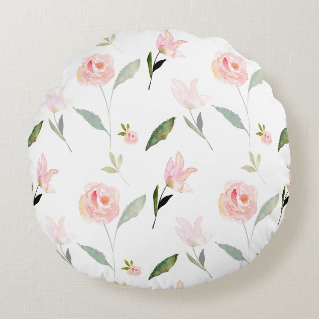 Coussins Ronds Belle aquarelle florale (Devant)