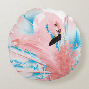 Coussins Ronds Belle illustration avec du flamant rose dessiné et