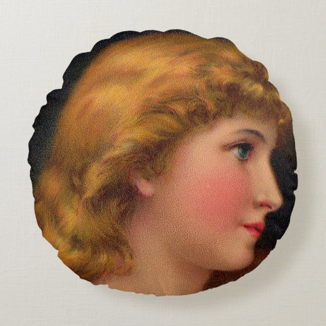 Coussins Ronds belle impression femme du 19ème siècle (Devant)