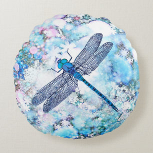 Coussins Ronds Belle libellule bleue