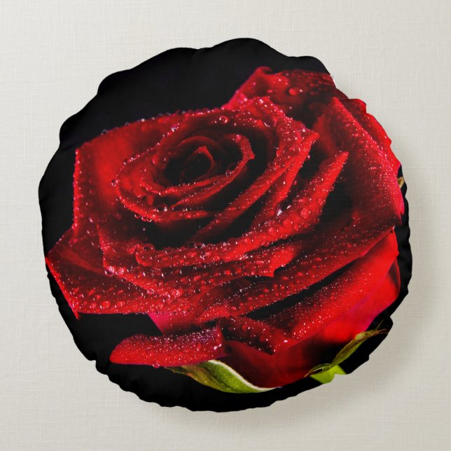 Coussins Ronds Belle rose rouge (Dos)