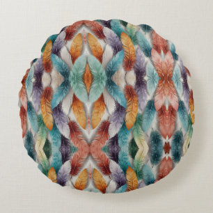 Coussins Ronds Belles plumes de cristal de glace multicolore