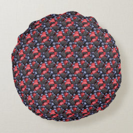 Coussins Ronds Berries amusant "Rouge Bleu Noir"