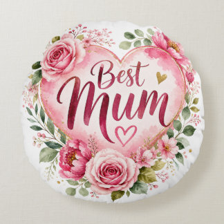 Coussins Ronds Best Mum Aquarell Blumenherz Design