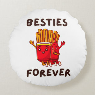 Coussins Ronds Besties Forever Cute Ketchup French Fries