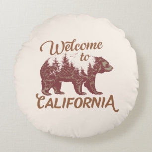 Coussins Ronds Bienvenue à California Bear Forest