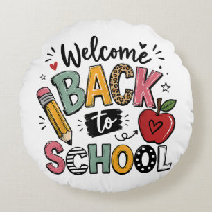 Coussins Ronds Bienvenue à l'école Enseignant Élève Premier Jour