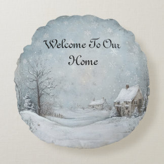 Coussins Ronds Bienvenue À Notre Maison Personnalisée