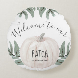 Coussins Ronds Bienvenue dans notre Patch avec le nom Citrouille 