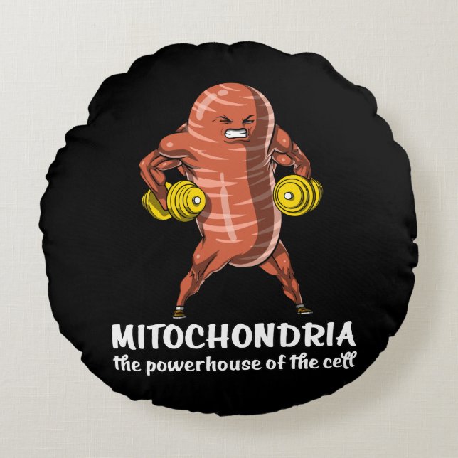 Coussins Ronds Biologie Science Mitochondria Drôle plaisanterie (Devant)