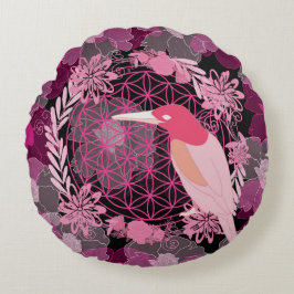 Coussins Ronds Bird flower of life