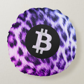 Coussins Ronds Bitcoin Animal (Léopard des neiges, Style 2)