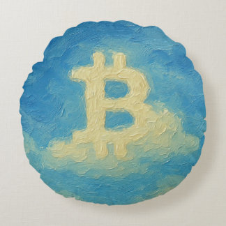 Coussins Ronds Bitcoin Blue Sky (Oil, Style: 4)