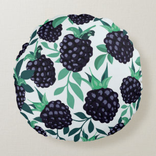 Coussins Ronds Black Berry Tropical : Fruit Seamless Motif