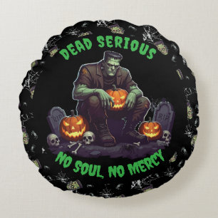 Coussins Ronds 🖤 Black Frankenstein Jeu d'oreiller 💀 🛋️