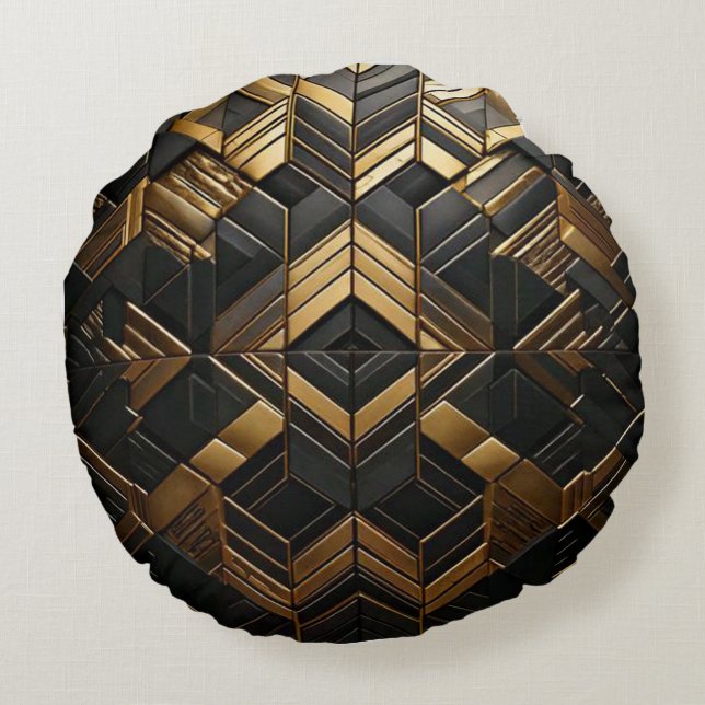 Coussins Ronds Black Goud Retro Kussen (Dos)