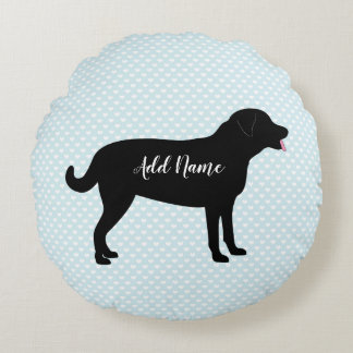 Coussins Ronds Black Lab Dog Nom personnalisé