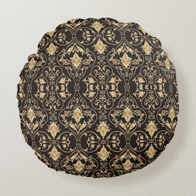 Coussins Ronds Black Luxurious Patter (Devant)