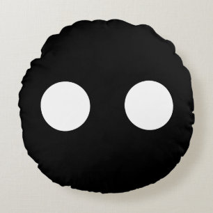Coussins Ronds Black White Eyes Funny Mignonne Face tendance