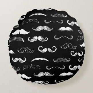 Coussins Ronds Black & White Moustache Seamless Repeat Background