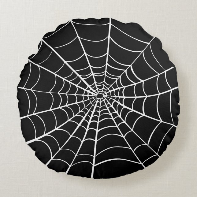 Coussins Ronds Black White Spider Web (Devant)