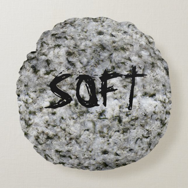 Coussins Ronds Blanc de roche de granit avec le texte (Devant)