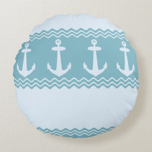 Coussins Ronds Bleu Ancre nautique