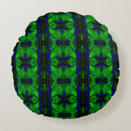 Coussins Ronds Bleu avec des traits 'flottants' entrelacés