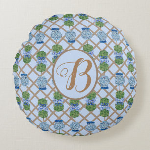 Coussins Ronds Bleu Chinoiserie Ginger Jar Jars Topio panier