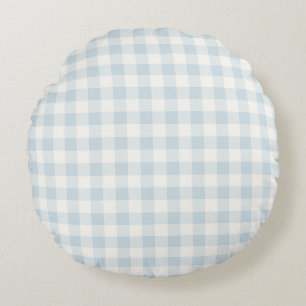 Coussins Ronds Bleu Clair Blanc Vert Carreaux Rayures