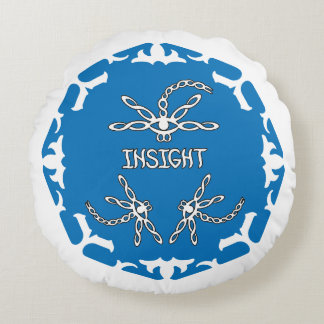 Coussins Ronds Bleu, Dragonfly "Perspicacité" du 3ème Œil Chakra