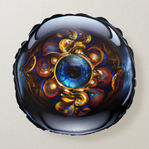 Coussins Ronds Bleu foncé des yeux mal