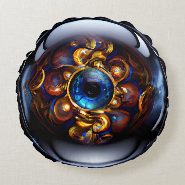 Coussins Ronds Bleu foncé des yeux mal (Devant)