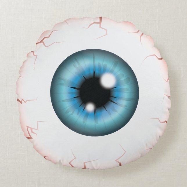 Coussins Ronds Bleu Iris Eyeball Effrayant Bloodshot Oeil Hallowe (Devant)