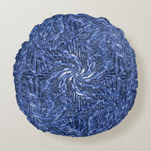 Coussins Ronds Bleu Jean tourbillon