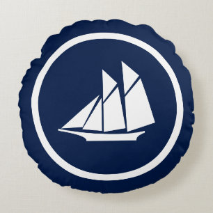 Coussins Ronds Bleu marine nautique Sailboat Seahores