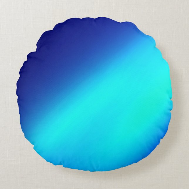Coussins Ronds bleu marine Turquoise ombre lune clair double band (Devant)