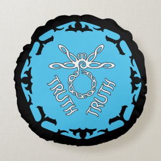 Coussins Ronds Bleu Throat Chakra "Vérité" libellule