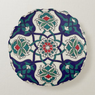 Coussins Ronds Bleu Turc Céramique Floral