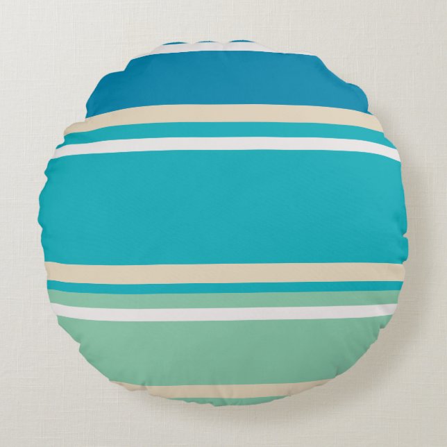Coussins Ronds Bleu turquoise, vert et turquoise (Devant)