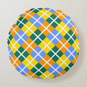 Coussins Ronds Bleu Vert Jaune Orange