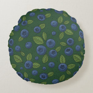 Coussins Ronds Bleus sur vert foncé