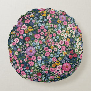 Coussins Ronds Blooming midsummer meadow seamless pattern. Plant 