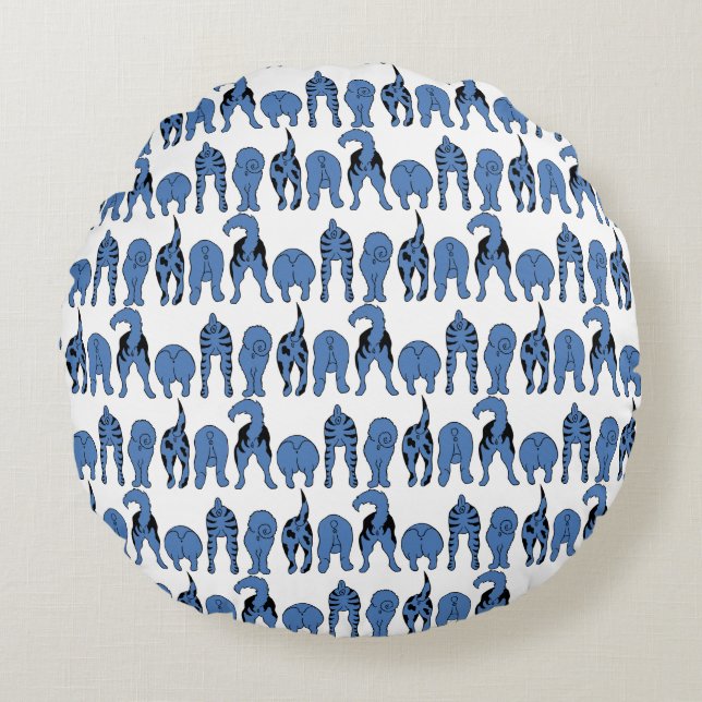 Coussins Ronds Blue Dog Butts Pattern (Devant)