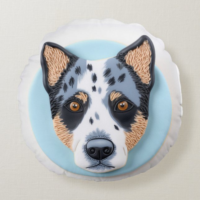 Coussins Ronds Blue Heeler Chien 3D inspiré (Devant)